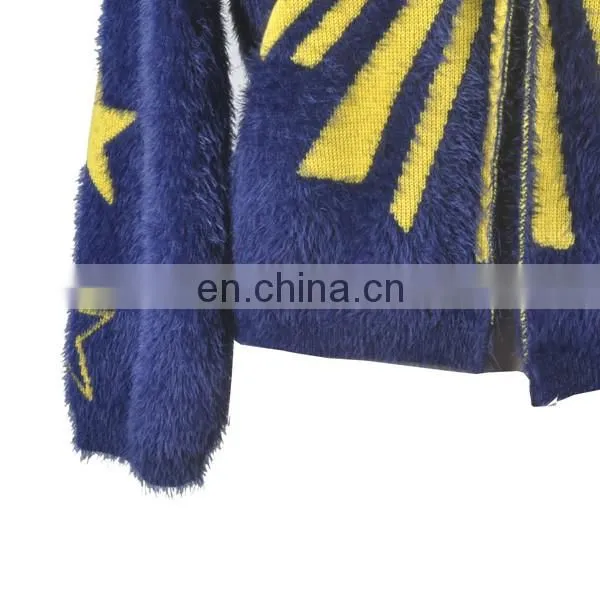 2016 New Spring Star Printed Cardigan For Women Feather Yard Knit Fabric photo-4