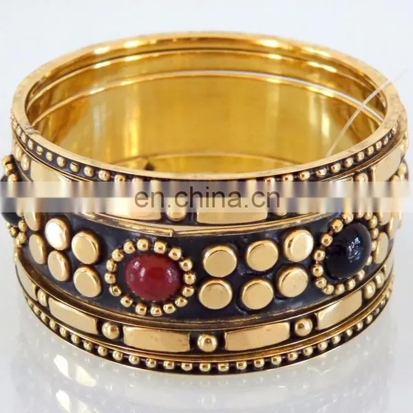 Wholesale Fashion Traditional Bangle Bracelet Set-Bollywood Fashion Golden Color Imitation Kada Bracelets-costume Bracelets photo-2