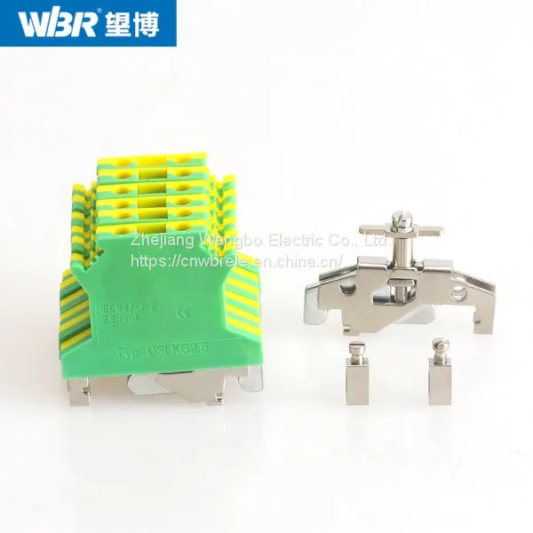 Yellow-green Ground Terminal Cable Connector DIN Rail Terminal USLKG2.5 photo-5