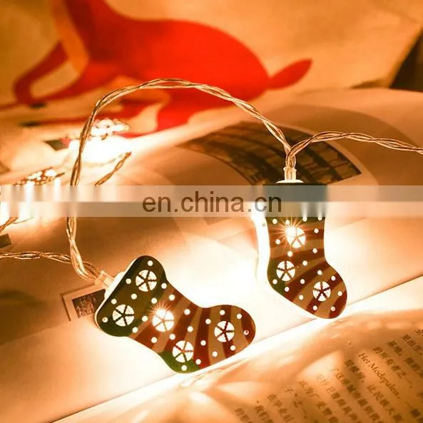 2020 Hot Sale Battery Powered Fairy Indoor Outdoor Iron Christmas Sock String Light for Home Room Decoration photo-3