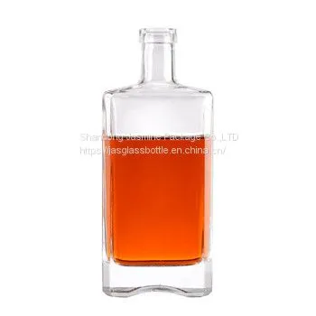 Rectangle 16 oz Glass Bottle With Lids Custom Design Glass Bottle Clear Glass Liquor Bottles