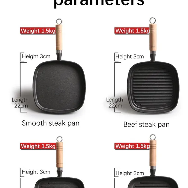 9 Inch Nonstick Grill Pan for Stove Tops Versatile Uncoated Non-stick Surface Pan Cast Iron Steak Pot Indoor Outdoor Grilling photo-2