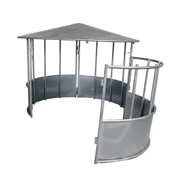 Cattle Round Bale Feeder With Cover Roof and Waterproof Horse Hay Feeder for Sheep Farm photo-2