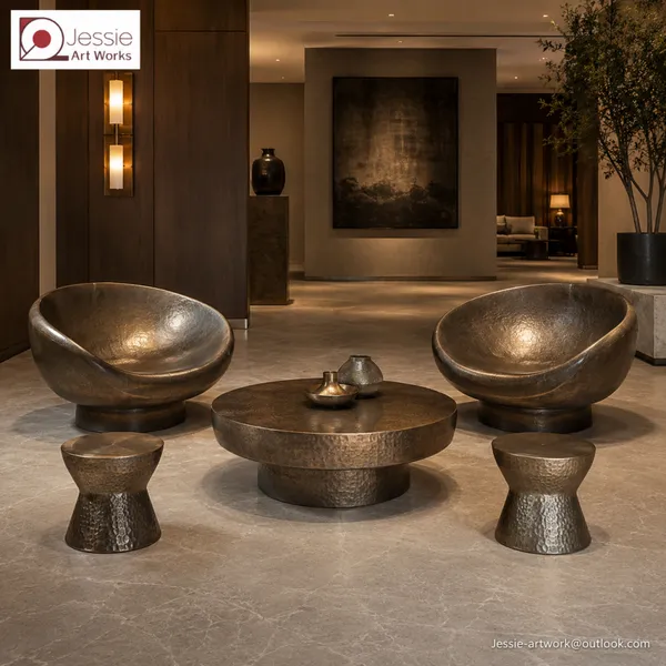 Hammered Stainless Steel Coffee Table photo-2