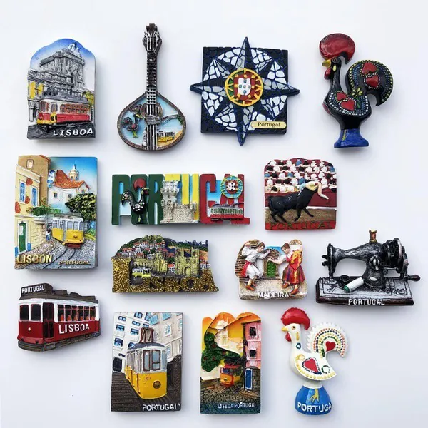 Wholesale Price Personalized Portugal Lisbon Tourism Tourist Home Decoration Custom 3D Poly Resin Polyresin Fridge Magnet Souvenirs Factory