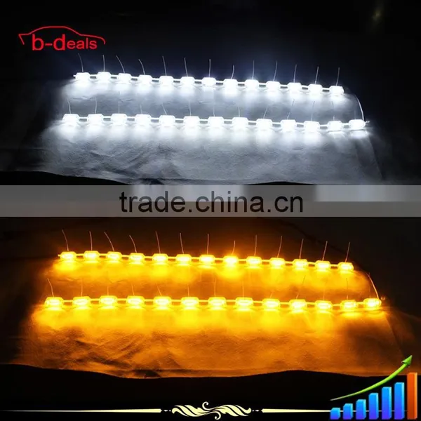 12v 24v White & Amber Drl Led Daytime Running Light With Turning Signal photo-5