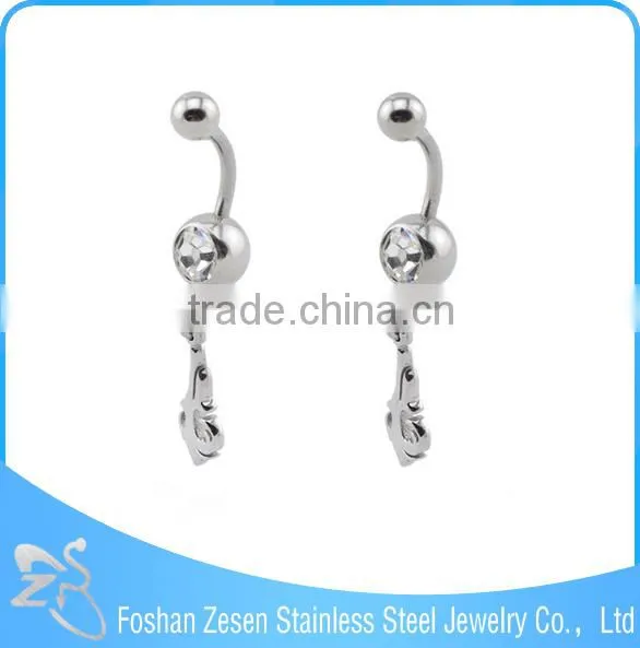 China Manufacturer Medical Steel Wholesale Hanging Crystal Elephant Belly Ring photo-3