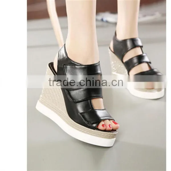 Latest Design Fashion Ladies Wedge High Heel Sandals With Hole photo-2