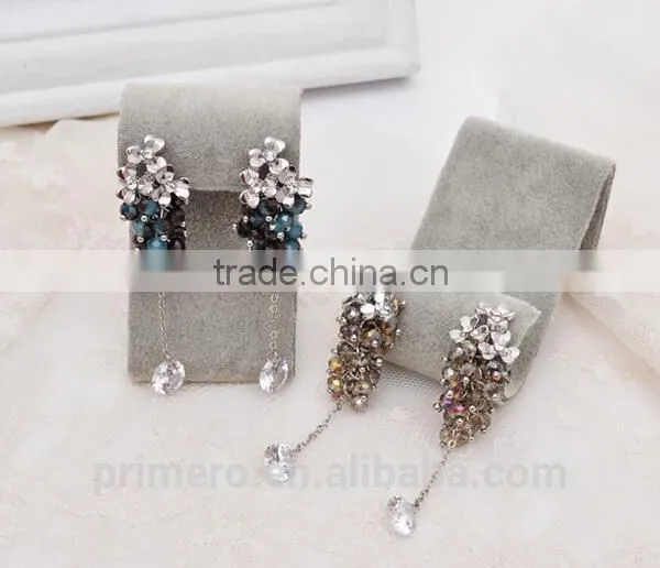 High Quality Brand Designs Clover Crystal Beads Tassel Earrings photo-3