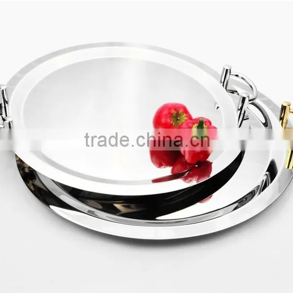 New Products of Gold Rim Stainless Steel Mirror Polishing Dinner Plates for Weddings photo-6