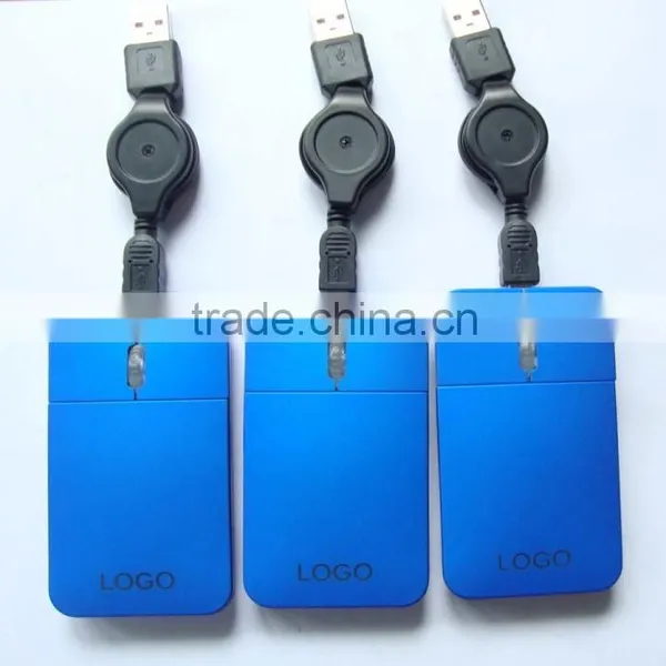USB Wired LED Logo Flat Credit Card Gift Slim Mouse photo-6