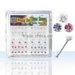 925 Sterling Silver Gold Nose Jewelry With Prong-set Crystals