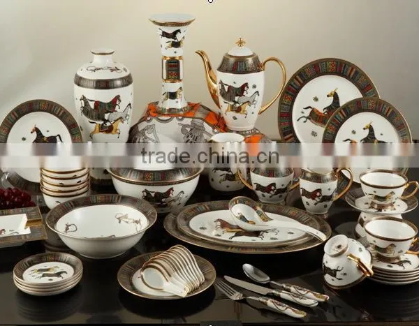 70pcs Luxury Pakistani Porcelain Dinner Set, Fine Bone China Dinner Set for 6 People photo-3