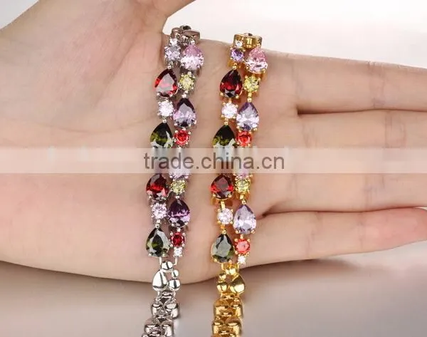 High Quality Color CZ 18K Yellow Gold Plating Bracelet Dubai Gold Jewelry CZ Bracelet Wholesale photo-2