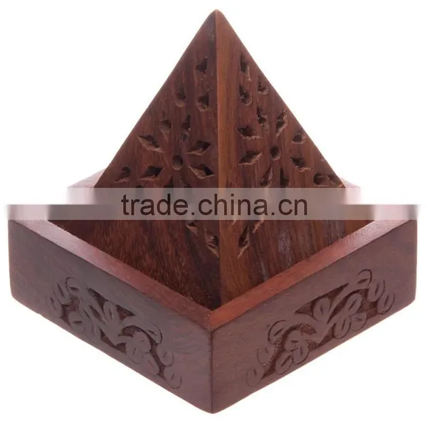 Wooden Incense Cone Holder Burning Box Pyramid Incense Burner NWIB007 photo-2