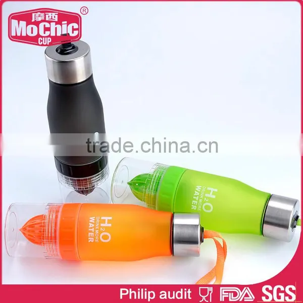 Mochic Custom Tritan Lemon Drinking Water Bottle for Travel / Fashion BPA Free Plastic Sport Drink Bottle With Stainless Steel photo-4