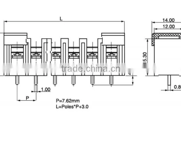 UTL Factory For Sale 2 To 24 Pins PBT Ul94V0 Types Of Electric Pcb Screw Terminal Block Connector Pitch 7.62mm photo-4