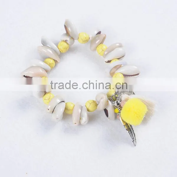 Bohemia Jewelry Stone Teething Pom Shell Bracelet photo-2