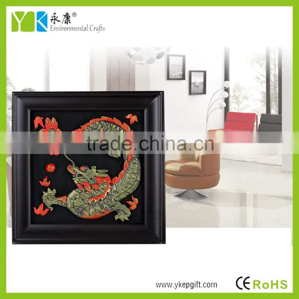 High Quality Decorative Modern Chinese Dragon Wooden Carving Embossed Wall Art photo-4