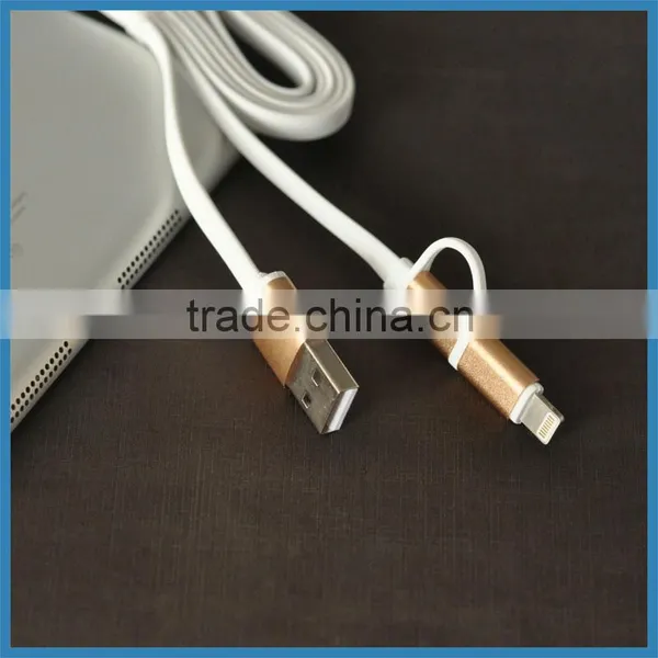 Luxury 2 in 1 Flat Noodle Data Sync Charging USB Cable For Iphone 5/5s 6 Plus Samsung S5 S6 photo-6