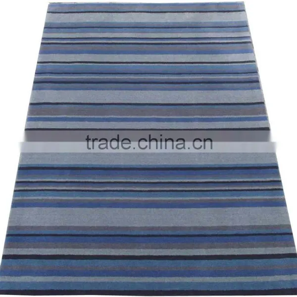 Stripes Designs Hand Loom Cut Pile Wool Rugs photo-2