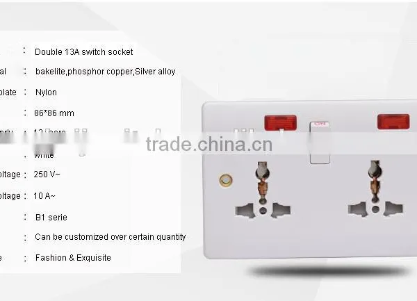 Factory Price Double 10A 3 Pin Wall Socket photo-5