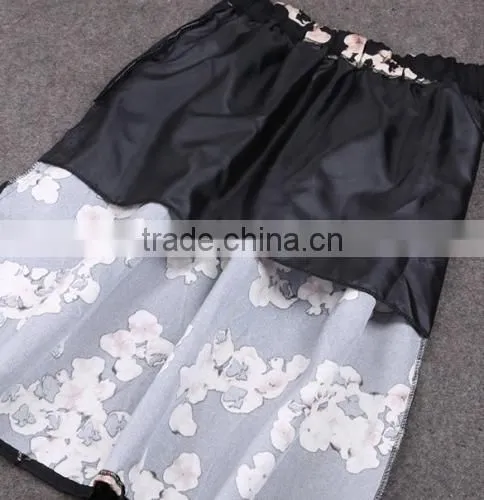 New Fashion Women's Retro Vintage Style Fashion Floral Casual Pleated Midi Puff Bubble Skirt photo-3