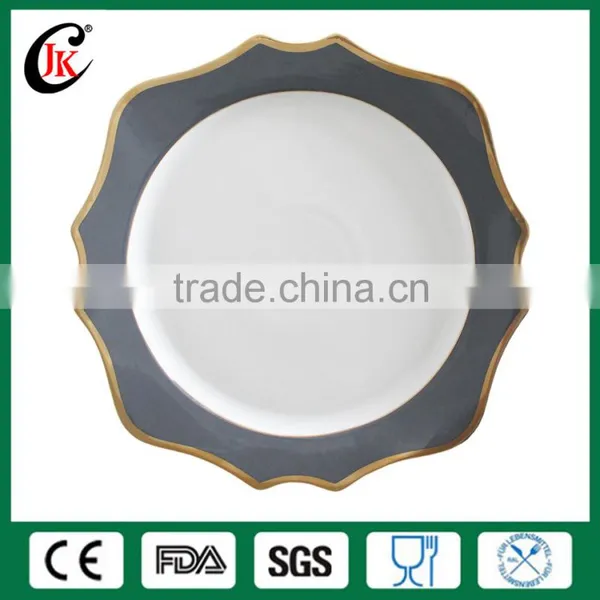 Elegant Rimmed Gold Ceramic Charger Plate for Wedding photo-4