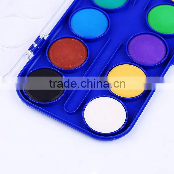 Detail Solid Watercolor Cake Set, 12Color Samll Palette With Wood Handle Paint Brushes For Children Student Drawing Watercolor photo-6