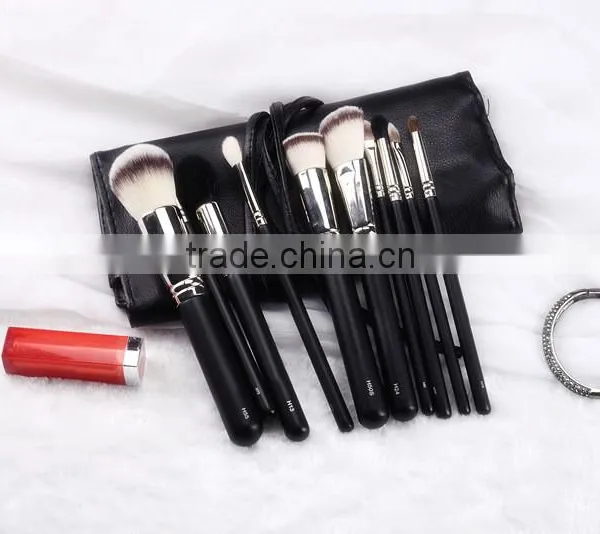 Top Grade Copper Ferrule 10pcs Private Label Makeup Brush Black, High Quality Private Label Makeup Brush Black photo-3