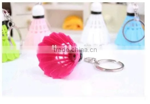 Colorful Real Feather Badminton Key /ring Chain, Cheap Price Promotion Badminton Keychain photo-2