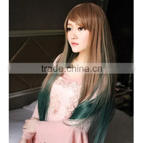 Wholesale Girl Long Straight Hair Mixed Color Wigs Factory Price Wigs photo-2