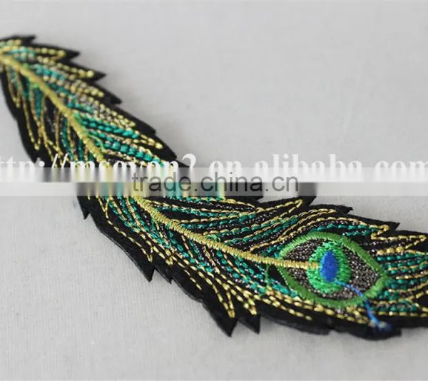 Good Looking Green Color Applique Embroidery Design Patch Peacock Feathers Decoration Garment photo-5