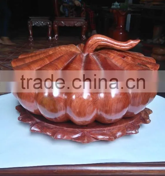 Pumpkin Shaped Pot With Lid and Base, Elegant Wooden Pot From Vietnam photo-2