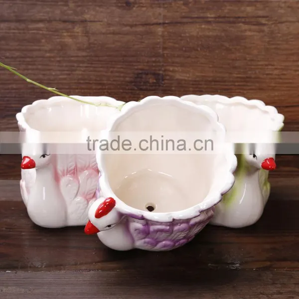 New Design Peacock Shape Ceramic Decorative Animal Planters photo-4