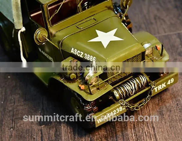 Metal Handmade Military Vehicle Old Car Model photo-5