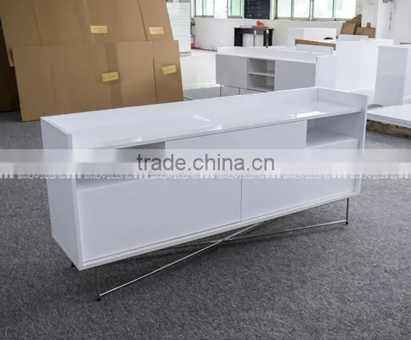 NEW Cross Metal Legs Simple White Dining Storage Cabinet H-829 photo-2