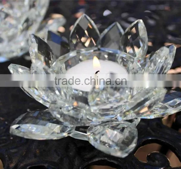 Beautiful Clear Crystal Lotus Candle Holder photo-2