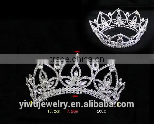 New Large Rhinestone Pageant Crown Hair Ornament H172-143 photo-2