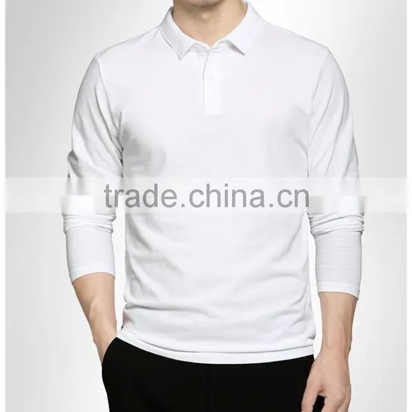 100% Cotton Long Sleeve Mens Slim Fit Printing Embroidery Plain Blank Polo T-shirt photo-3