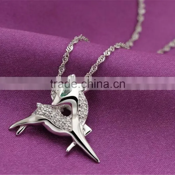 Deer Shape Zircon Pendant 925 Sterling Silver Pendant Jewelry photo-2