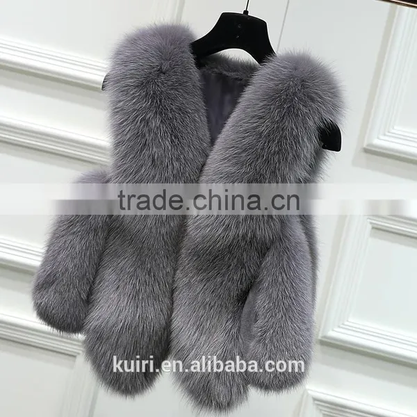 Classical Pattern Bread Clothes Real Fox Fur Gilet Lady Fur Waistcoat photo-3