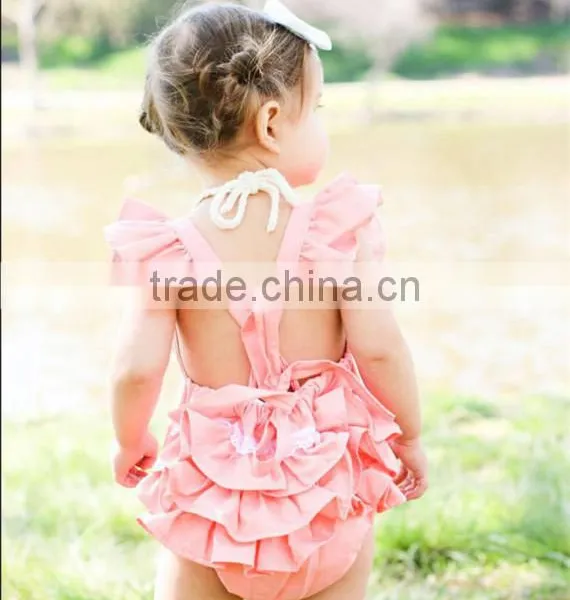 Baby Girl Romper Several Colors Ruffled Linen Fabric Baby Clothes Romper photo-6