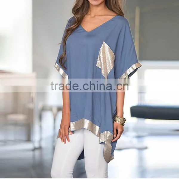 2017 Summer Ladies Asymmetrical Cotton Short Sleeve photo-3