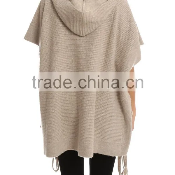 Oversized Half Sleeve Sweater Women With Hood and Drawstring Along the Side photo-3