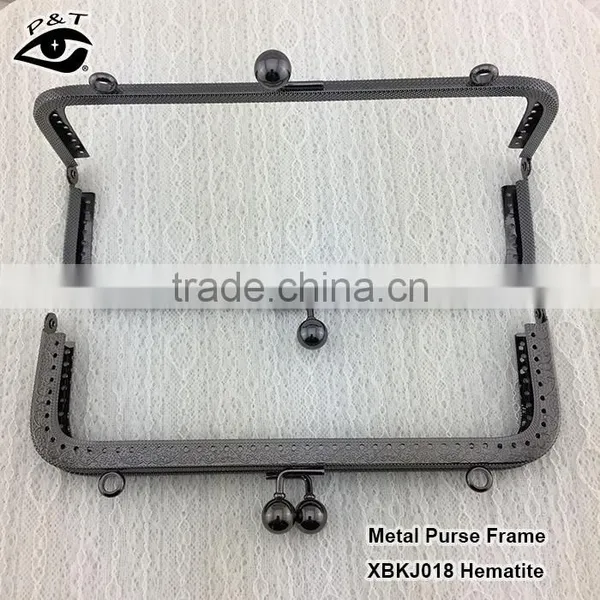 20cm Big Size Gunmetal Color Metal Purse Frame With Holes for Bags photo-3