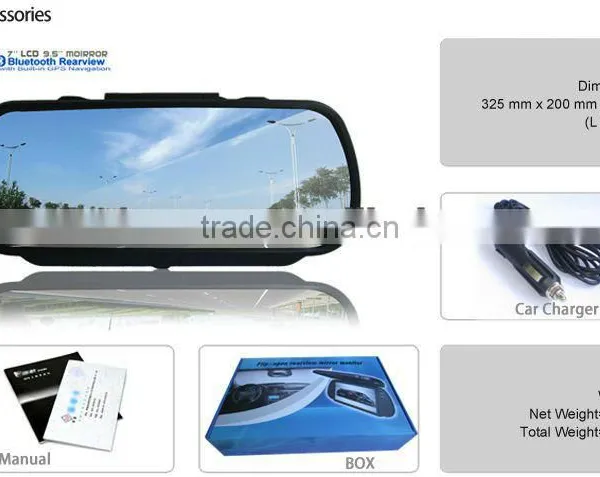 7 Inch GPS Rearview Mirror Bluetooth AV-in FM GPS Navigation photo-6
