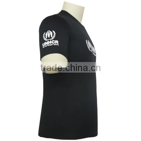 Silk Screen Printing Short Sleeve Black Scoop Neck T Shirt For Men photo-4