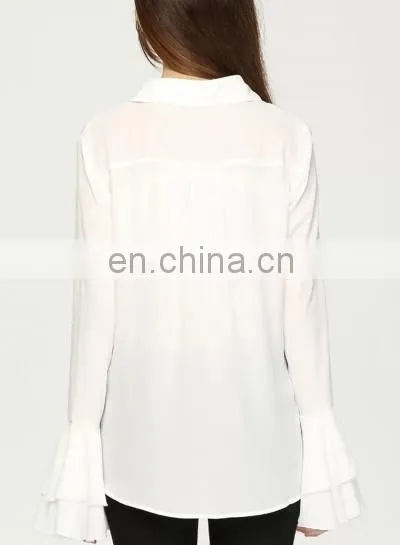 Latest Fashion Women Chiffon Blouse Deisgn Flare Sleeve photo-2