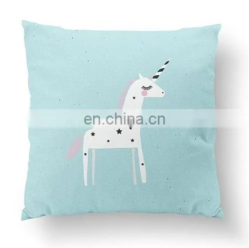 18 X 18 Inches Animal Pillow Case Cover Home Decor Square Linen Printed Waist Throw Unicorn Design Cushion Cover Wholesale photo-6